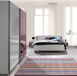 Sypialnia Lux II - biały / fiolet połysk